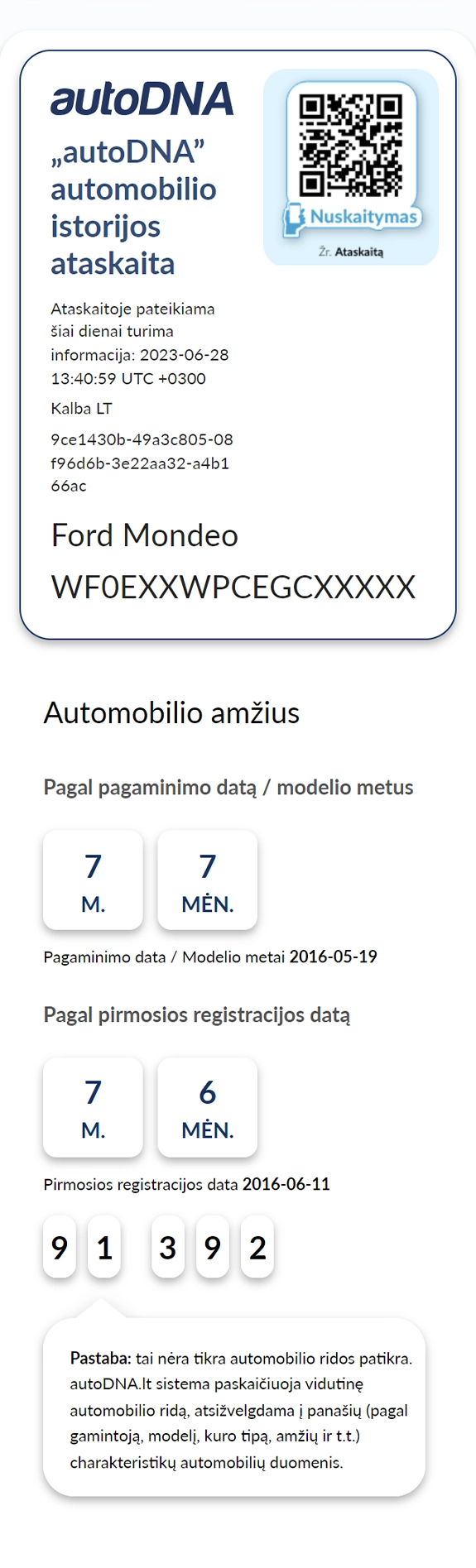 autoDNA automobilio istorijos ataskaita -Išankstinė informacija