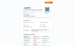 AutoDNA transporto priemonės istorijos ataskaitos pavyzdys – miniatiūra