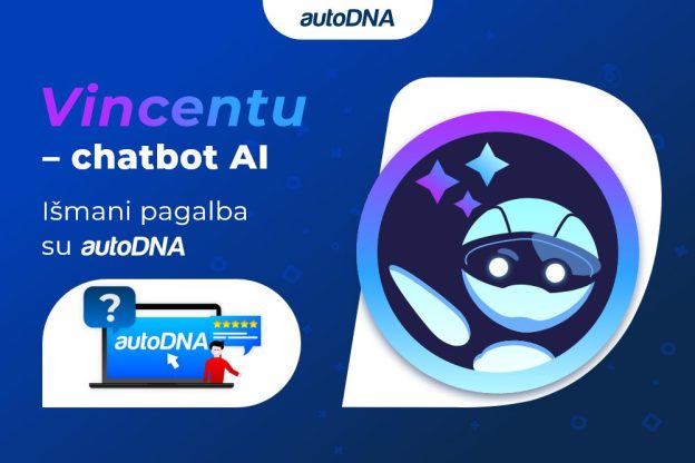 Pagrindinis naujojo „autoDNA AI“ pokalbių boto grafikas: Vincentas